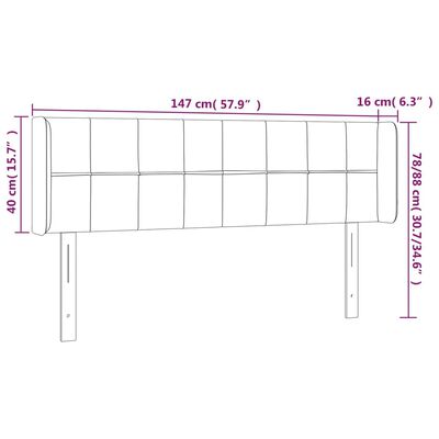 vidaXL Sänggavel LED mörkgrå 147x16x78/88 cm sammet