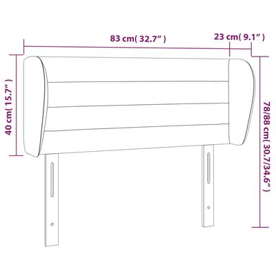 vidaXL Sänggavel med kanter mörkgrå 83x23x78/88 cm tyg