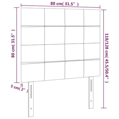 vidaXL Sänggavel LED ljusgrå 80x5x118/128 cm tyg