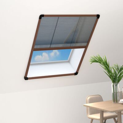vidaXL Plisserat insektsnät för fönster brun 60x80 cm aluminium