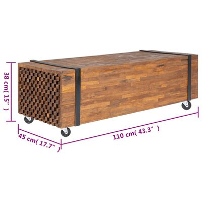 vidaXL Soffbord 110x45x38 cm massiv teak