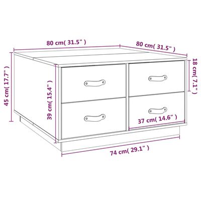 vidaXL Soffbord svart 80x80x45 cm massiv furu