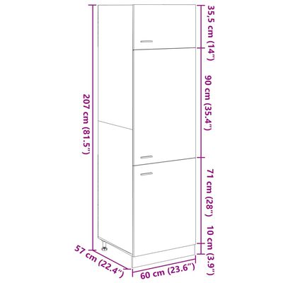 vidaXL Skåp för kylskåp sonoma-ek 60x57x207 cm konstruerat trä