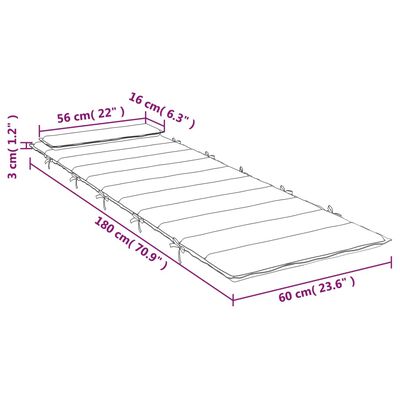 vidaXL Dyna till solsäng röd 180x60x3 cm oxfordtyg