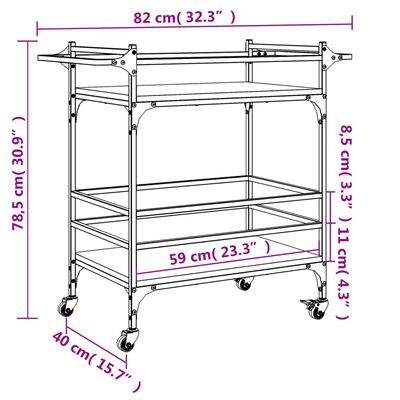 vidaXL Köksvagn sonoma-ek 82x40x78,5 cm konstruerat trä