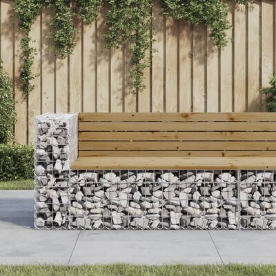 vidaXL Trädgårdsbänk gabion-design 122x71x65,5 cm impregnerad furu