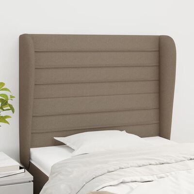 vidaXL Sänggavel med kanter taupe 103x23x118/128 cm tyg