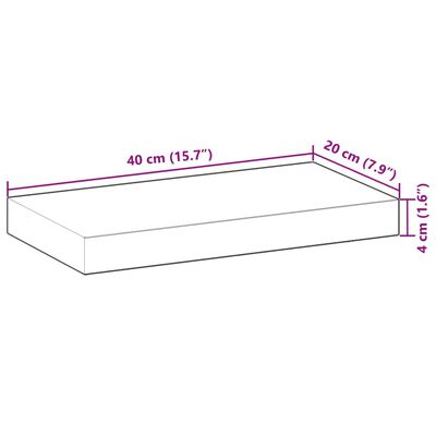 vidaXL Svävande hyllor 3 st 40x20x4 cm obehandlat massivt akaciaträ