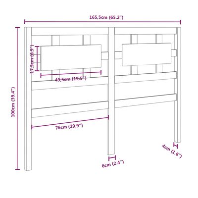 vidaXL Sänggavel grå 165,5x4x100 cm massiv furu