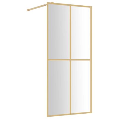 vidaXL Duschvägg med klart ESG-glas guld 90x195 cm