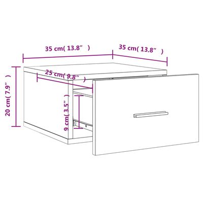 vidaXL Väggmonterade sängbord 2 st betonggrå 35x35x20 cm
