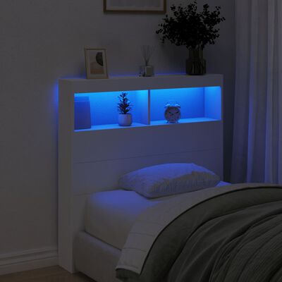 vidaXL Sänggavel med LED vit 100x17x102 cm