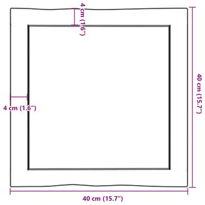 vidaXL Bordsskiva ljusbrun 40x40x(2-6) cm massivt trä levande kant