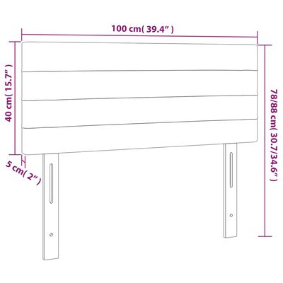 vidaXL Sänggavel mörkgrå 100x5x78/88 cm tyg