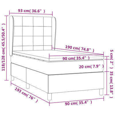 vidaXL Ramsäng med madrass gräddvit 90x190 cm tyg