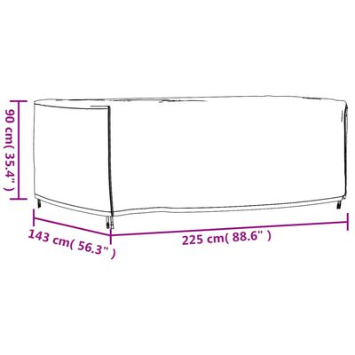 vidaXL Överdrag trädgårdsmöbler svart 225x143x90 cm vattentätt 420D