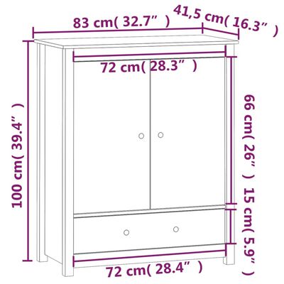 vidaXL Skänk svart 83x41,5x100 cm massiv furu