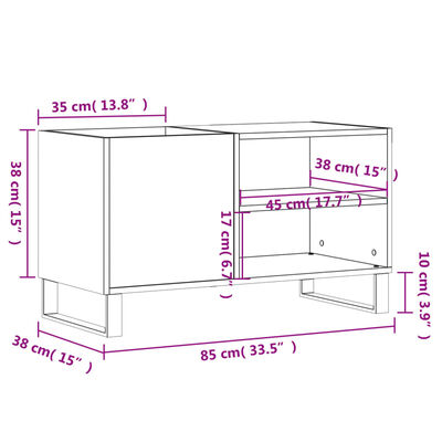 vidaXL Stereobänk vit högglans 85x38x48 cm konstruerat trä