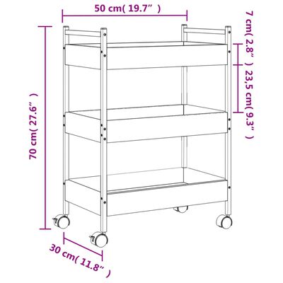 vidaXL Köksvagn rökfärgad ek 50x30x70 cm konstruerat trä