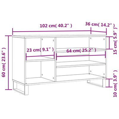 vidaXL Skoskåp vit 102x36x60 cm konstruerat trä