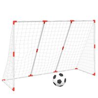 vidaXL Barnfotbollsmål med bollar 2-i-1 vit 184x64x124 cm