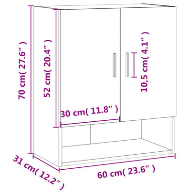 vidaXL Väggskåp vit 60x31x70 cm konstruerat trä