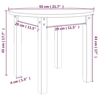 vidaXL Soffbord svart Ø 55x45cm massiv furu