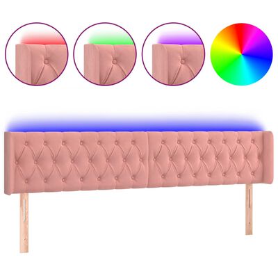 vidaXL Sänggavel LED rosa 203x16x78/88 cm sammet