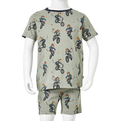 Barnpyjamas med korta ärmar ljus khaki 104