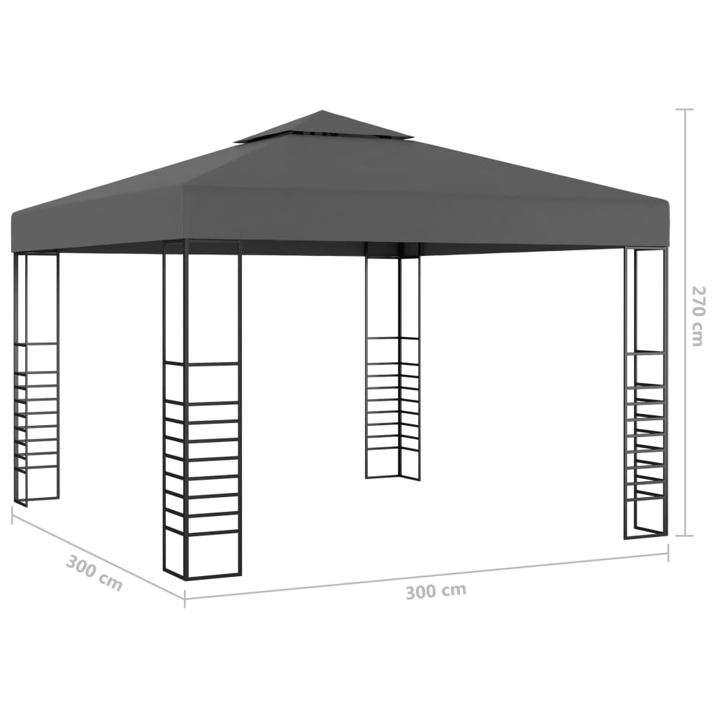 vidaXL Paviljong med ljusslinga LED 3x3 m antracit