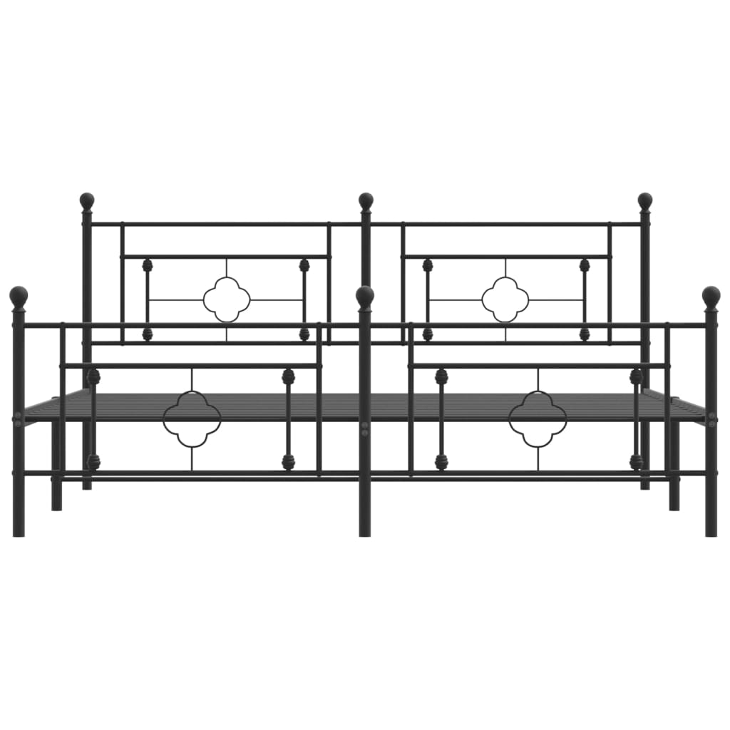 vidaXL Sängram utan madrass med fotgavel metall svart 180x200 cm