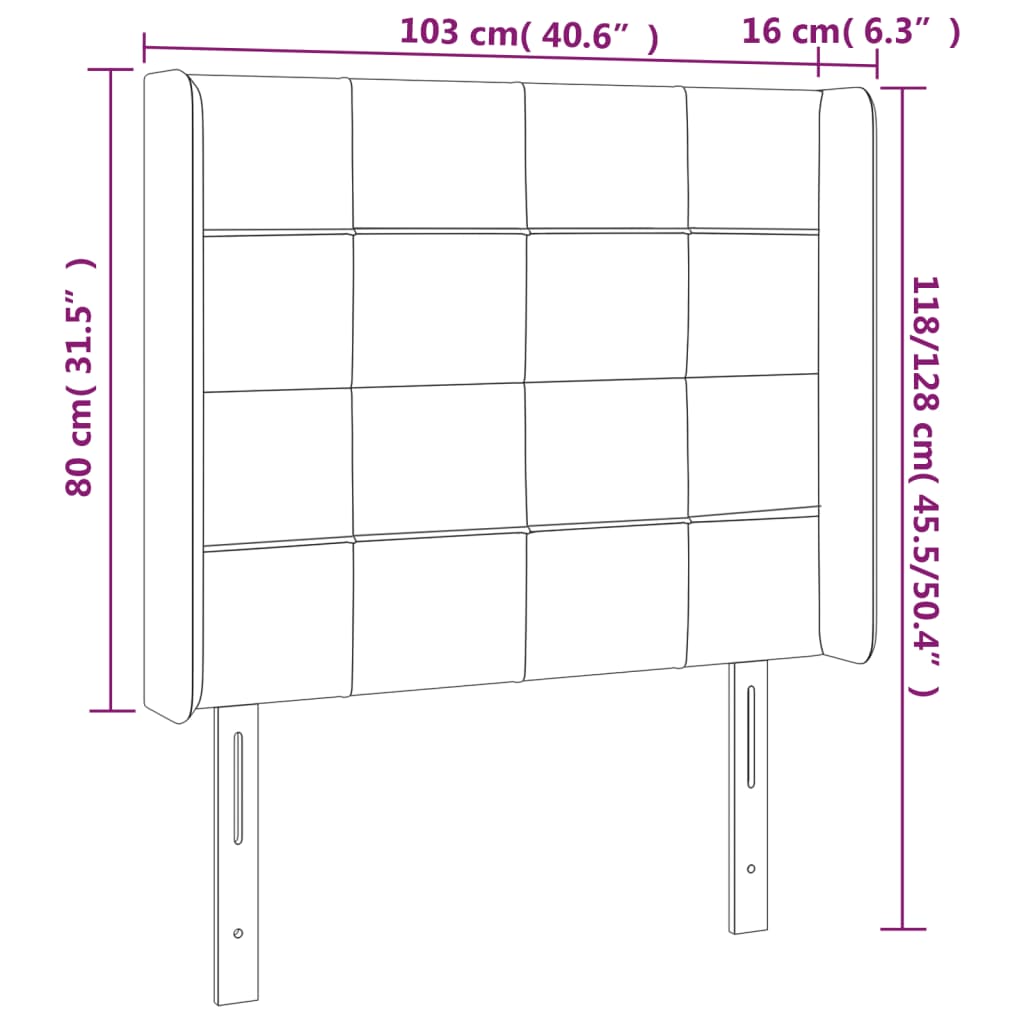 vidaXL Sänggavel LED mörkblå 103x16x118/128 cm sammet