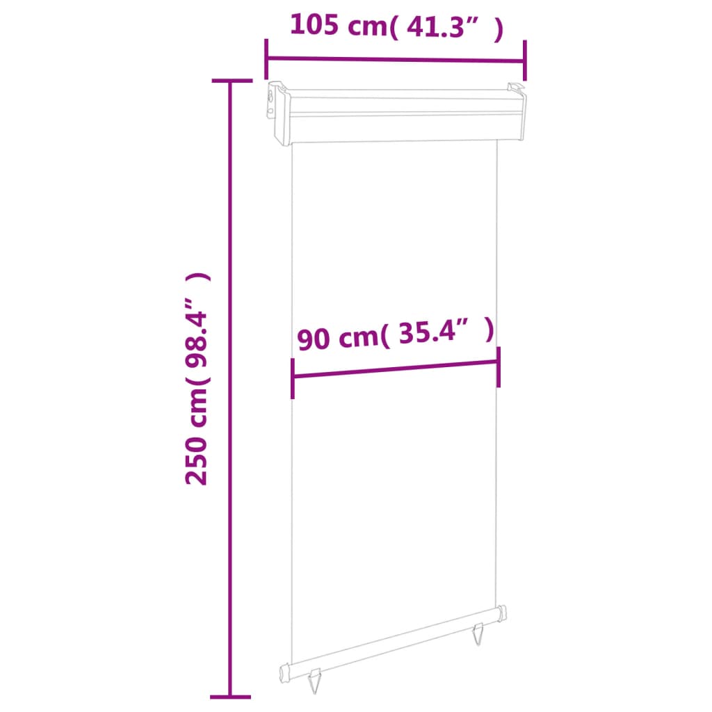 vidaXL Balkongmarkis 105x250 cm grå