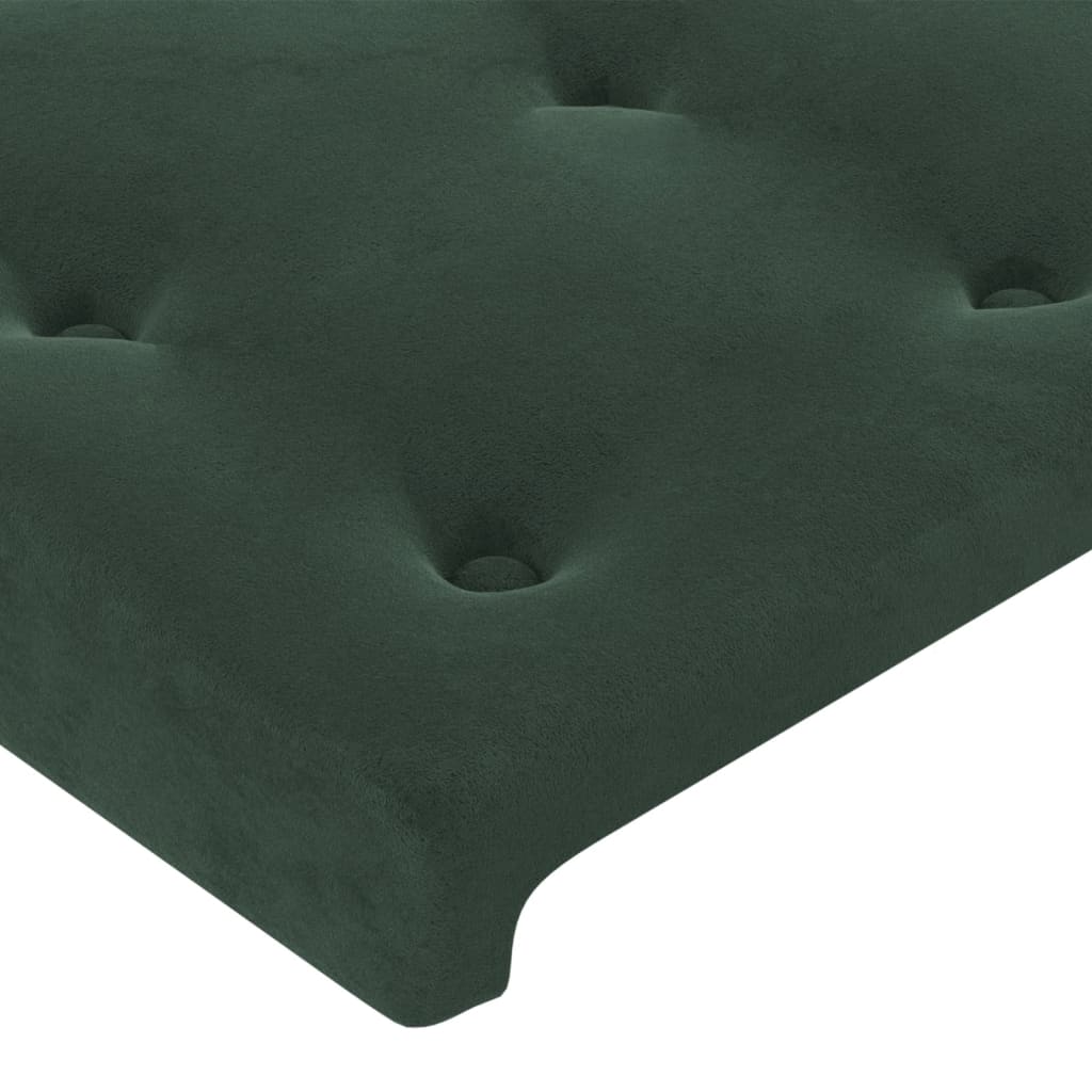 vidaXL Ramsäng med madrass & LED mörkgrön 80x200 cm sammet
