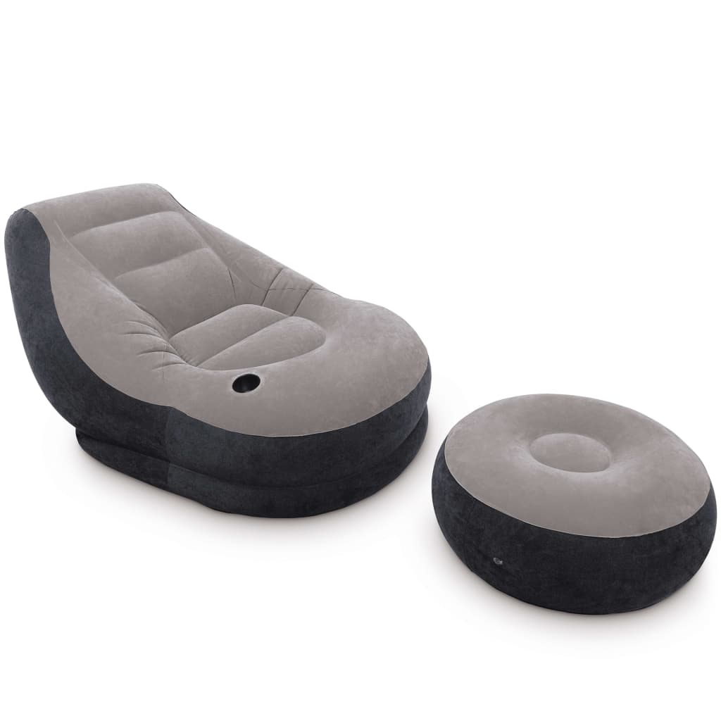 Intex Uppblåsbar fåtölj med puff Ultra Lounge Relax 68564NP