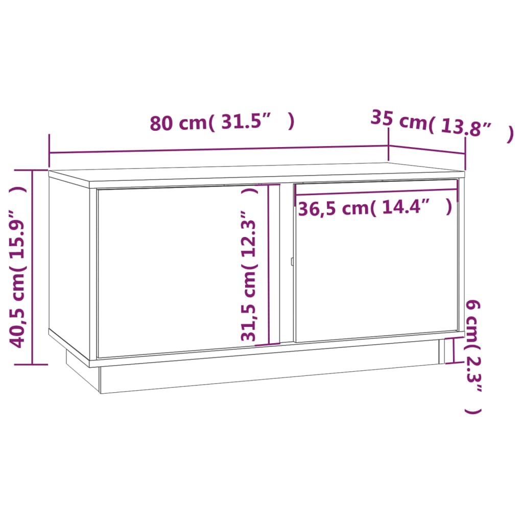 vidaXL Tv-bänk svart 80x35x40,5 cm massiv furu