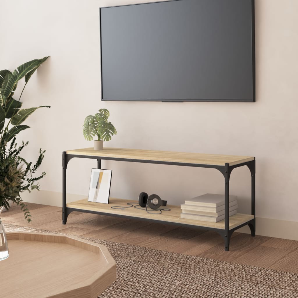 vidaXL Tv-bänk sonoma-ek 100x33x41 cm konstruerat trä och stål