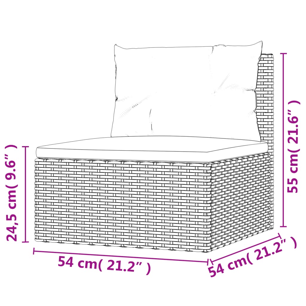 vidaXL Loungegrupp 10 delar med svarta dynor konstrotting