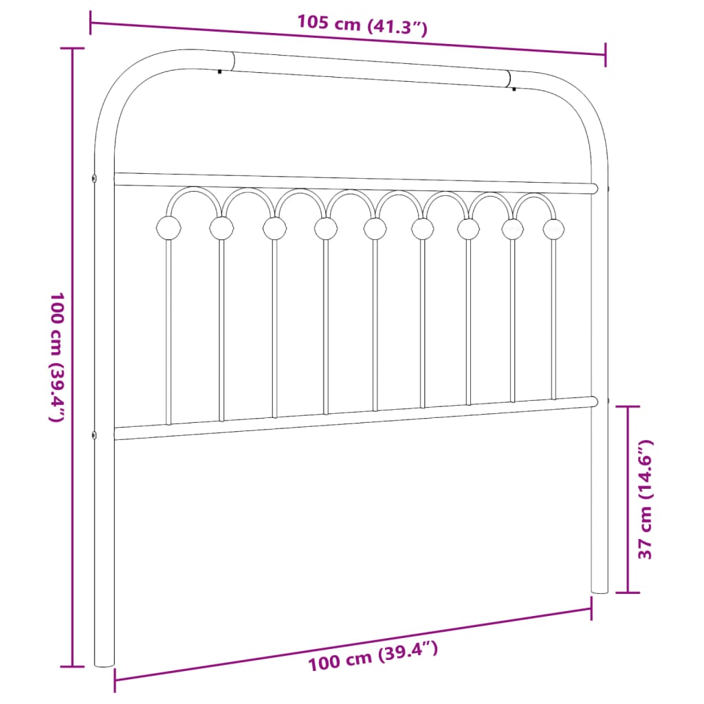 vidaXL Huvudgavel metall vit 100 cm