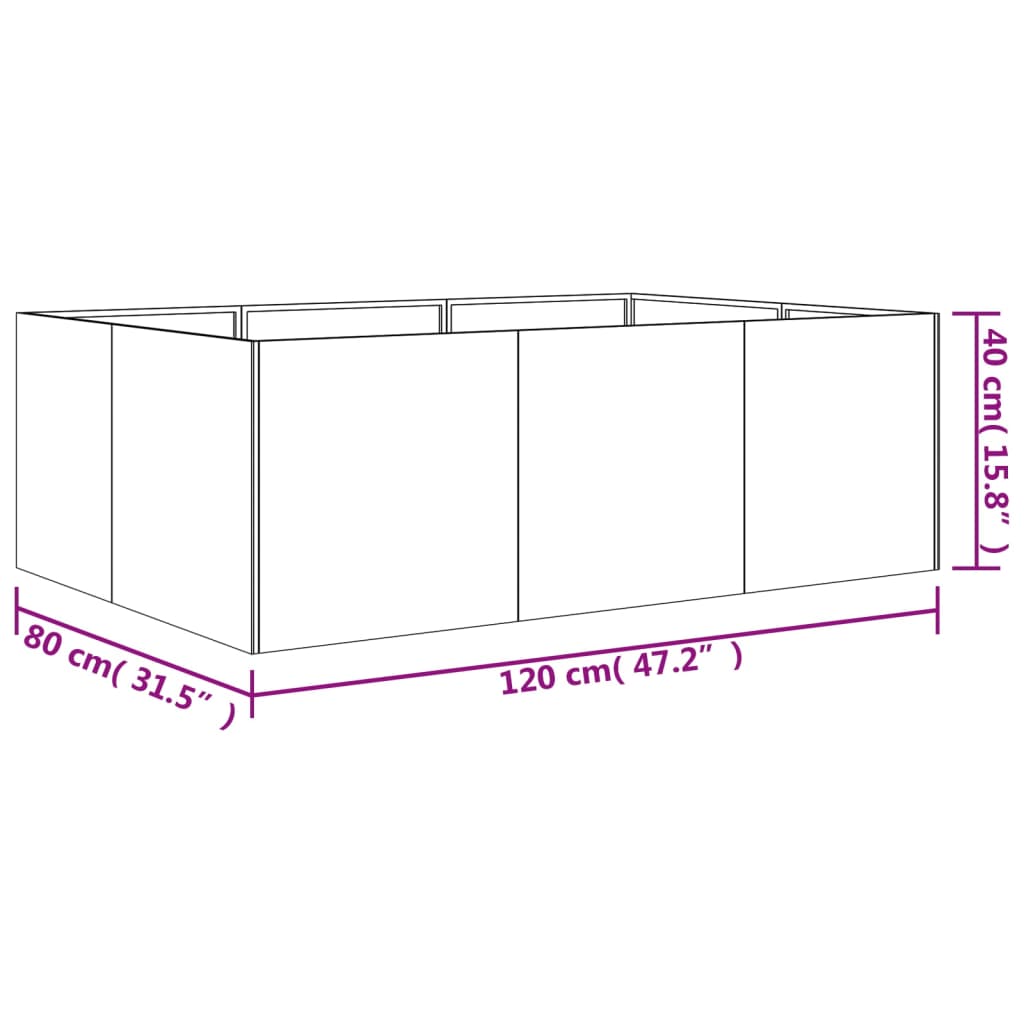 vidaXL Odlingslåda 120x80x40 cm rosttrögt stål