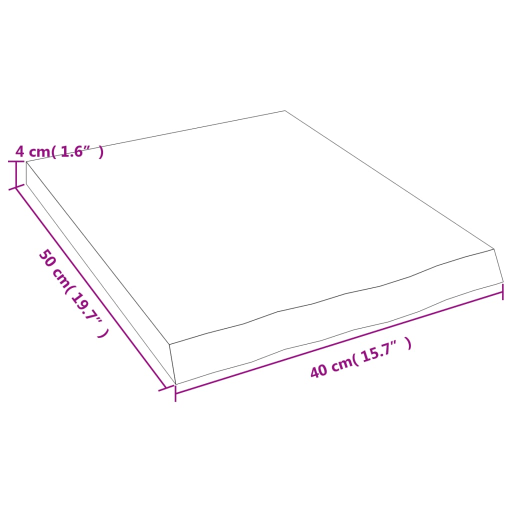 vidaXL Bänkskiva badrum mörkbrun 40x50x(2-4) cm behandlat massivt trä