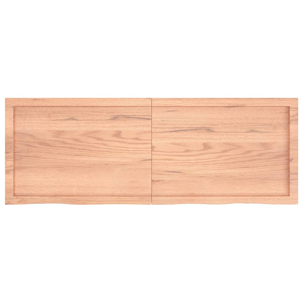 vidaXL Bänkskiva badrum ljusbrun 140x50x(2-4) cm behandlat massivt trä