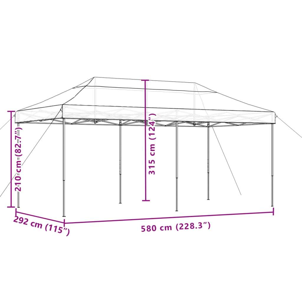 vidaXL Pop-Up hopfällbart partytält 580x292x315 cm orange