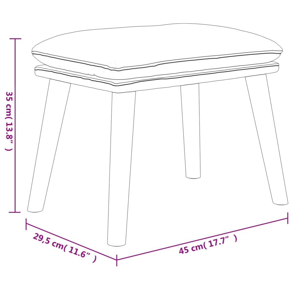 vidaXL Fotpall ljusgrå 45x29,5x35 cm sammet