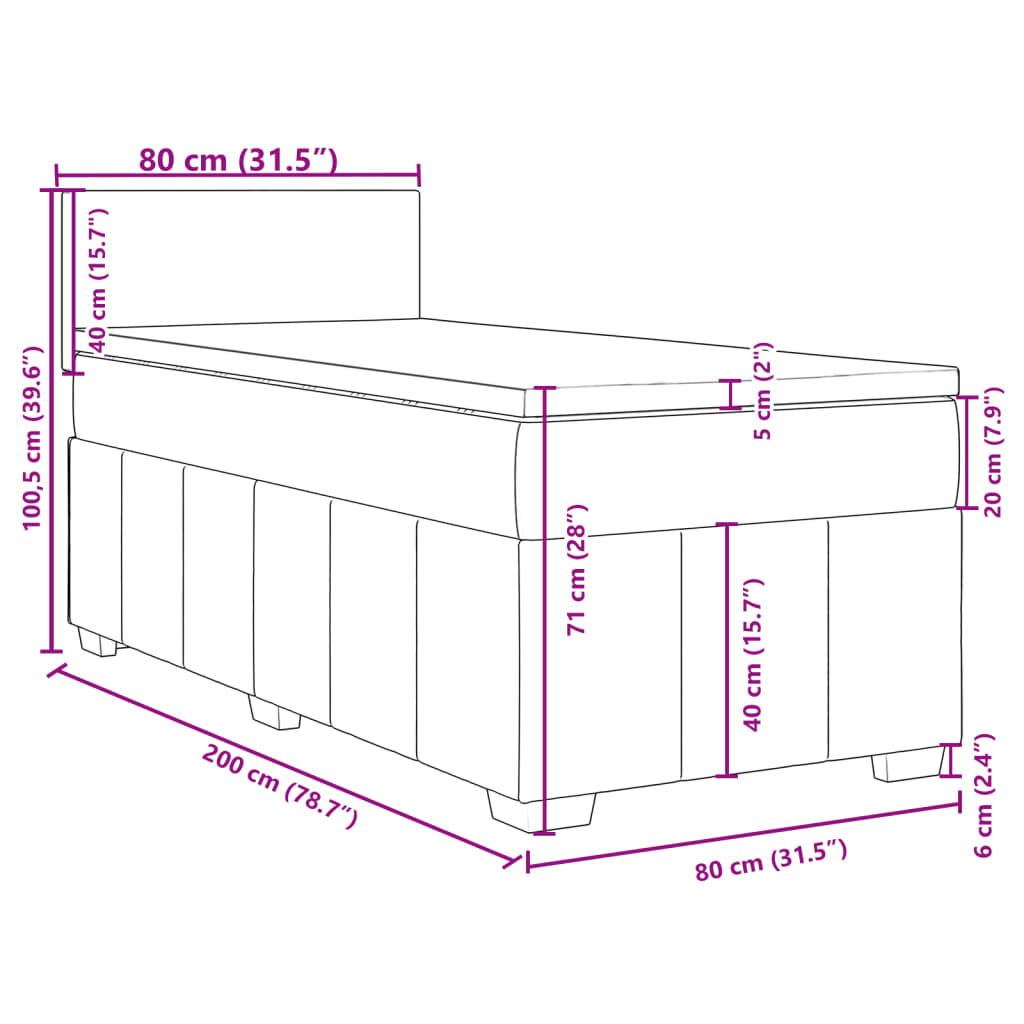 vidaXL Ramsäng med madrass gräddvit 80x200 cm tyg