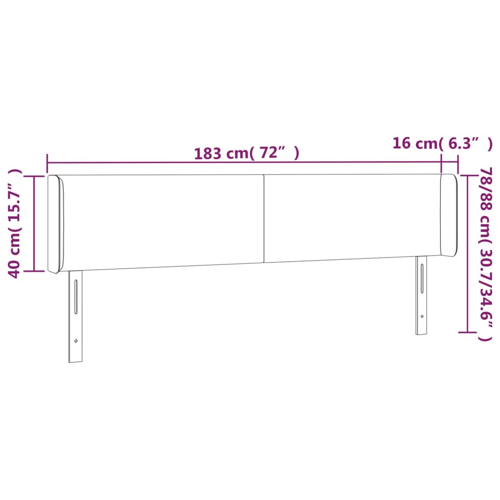 vidaXL Sänggavel LED cappuccino 183x16x78/88 cm konstläder