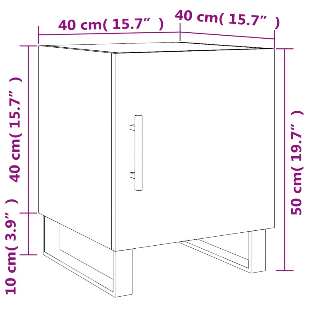 vidaXL Sängbord sonoma-ek 40x40x50 cm konstruerat trä