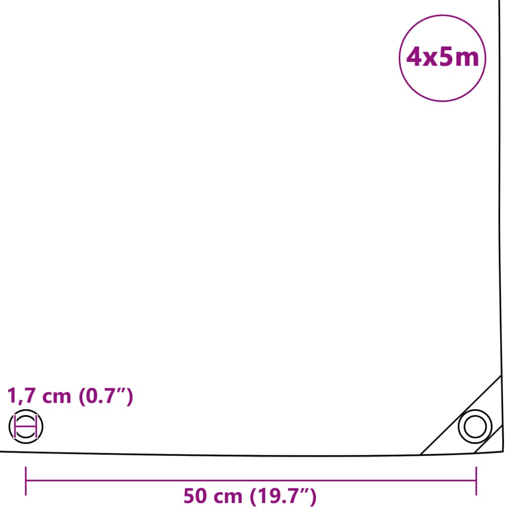 vidaXL Presenning 650 g/m² 4x5 m grön