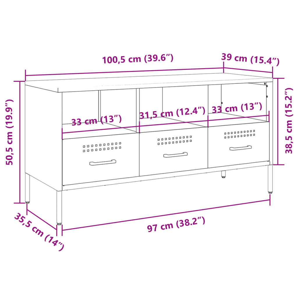 vidaXL TV-skåp rosa 100,5x39x50,5 cm stål