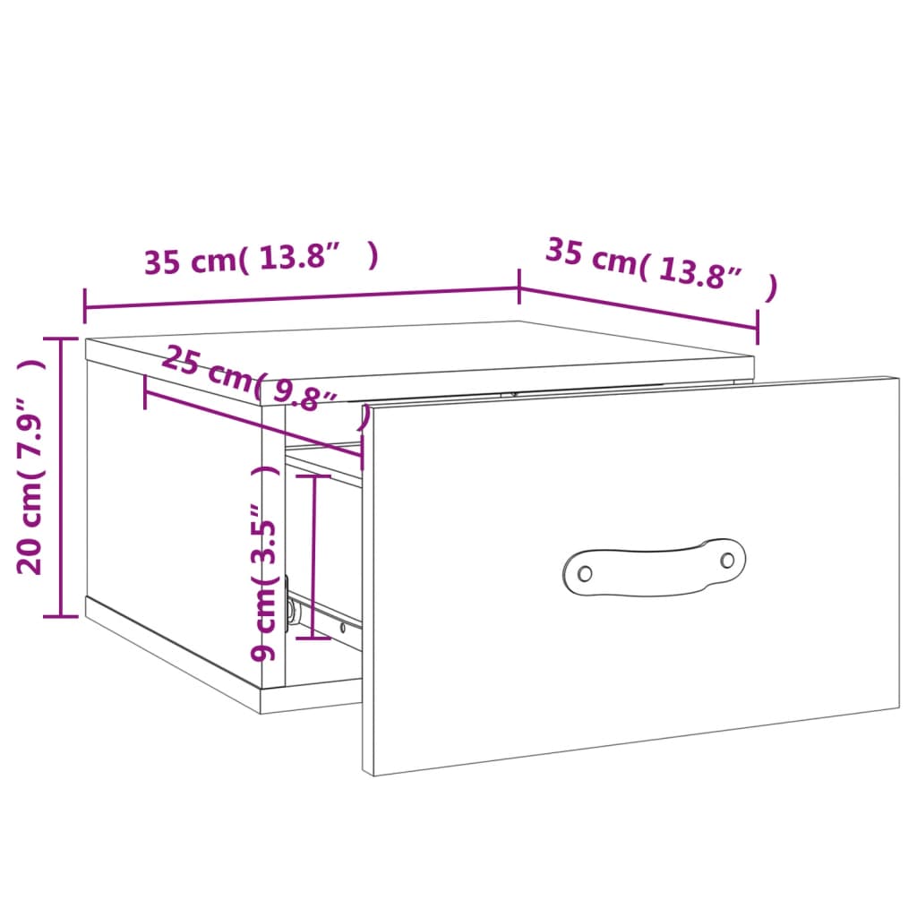 vidaXL Väggmonterade sängbord 2 st betonggrå 35x35x20 cm